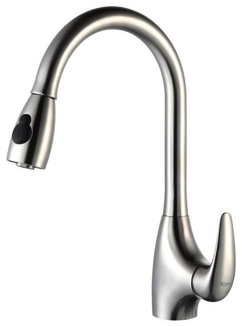 Kraus Kitchen Combo Set Stainless Steel Single-Lever Pullout Faucet