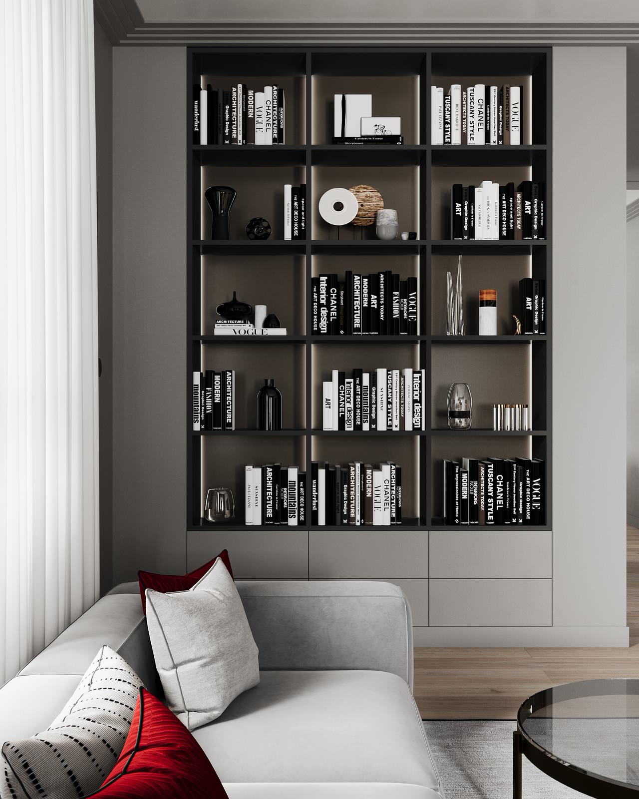 Стильный дом с красными акцентами