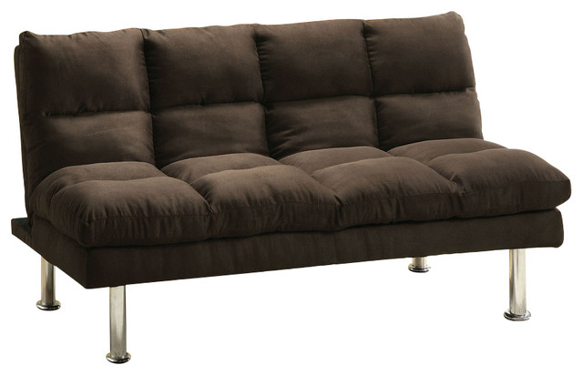 Espresso Microfiber Sofa Bed Futon With Chrome Legs ...
