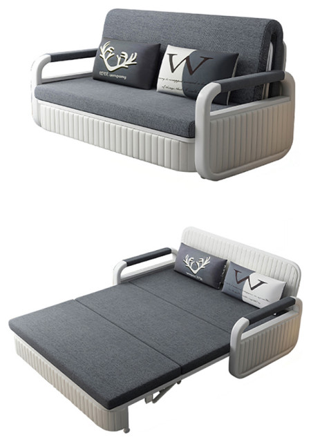 Modern Convertible Sleeper Sofa Bed Cotton & Linen Upholstery with ...