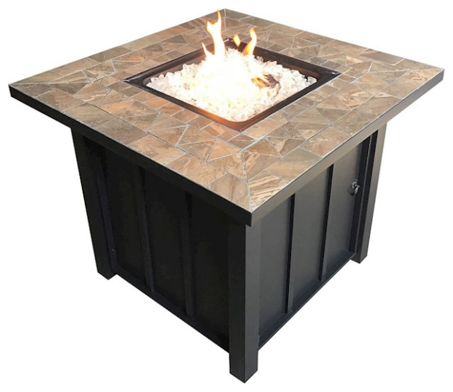AZ Patio Heaters Square Tile Top Fire Pit Transitional Fire Pits