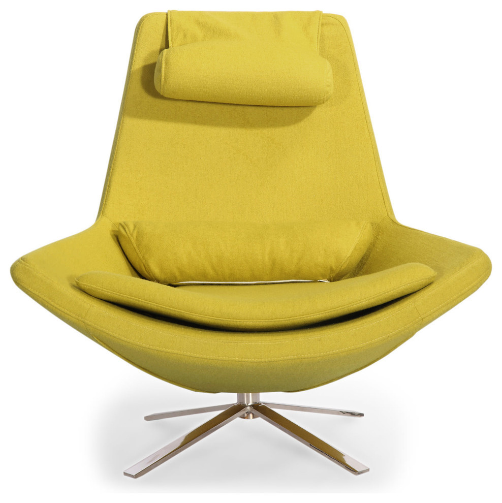 Retropolitan Modern Cashmere Lounge Wing Chair, Dijon