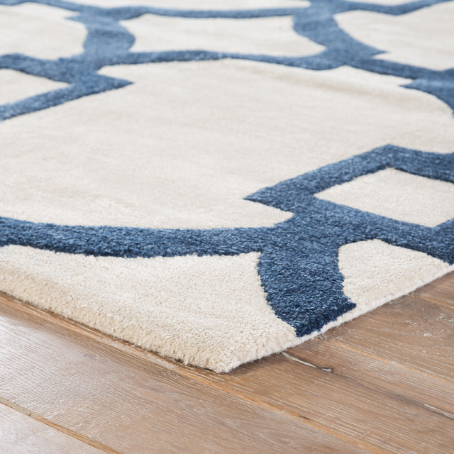 Jaipur Living Regency Handmade Trellis White Dark Blue Area Rug Dark Blue Area Rug