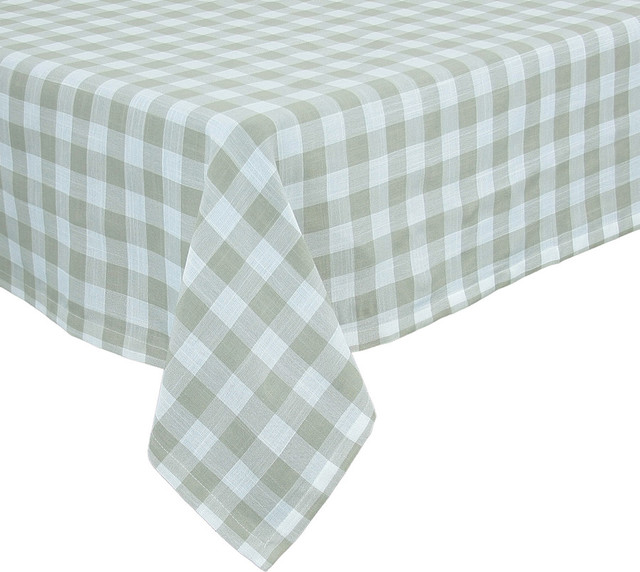 Gingham Check Tablecloth, 60"x84" Natural Farmhouse Tablecloths