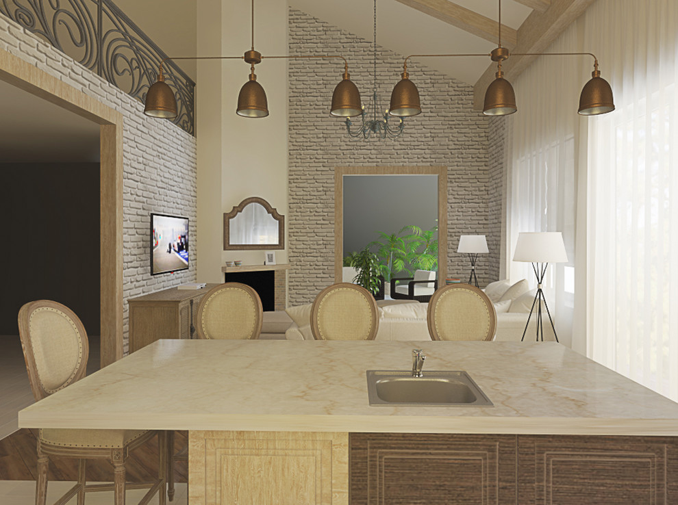 Дизайн гостиной-студии в частном доме