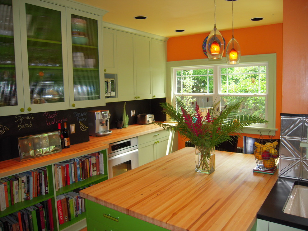 This is an example of an eclectic kitchen in Portland.