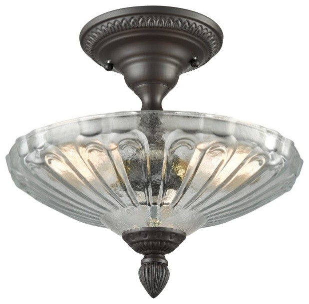 Restoration Flushes 3-Light Semi Flush, Oil Rubbed Bronze With Clear Glass