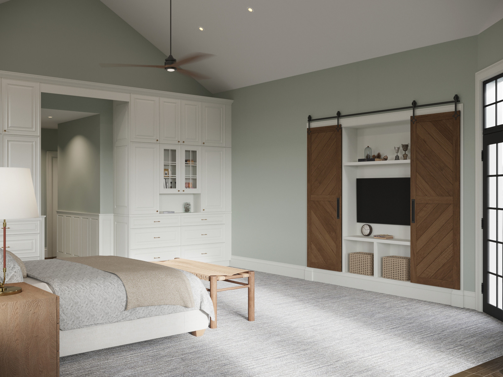 Apex NC  Farmhouse - Primary Bedroom Rendering