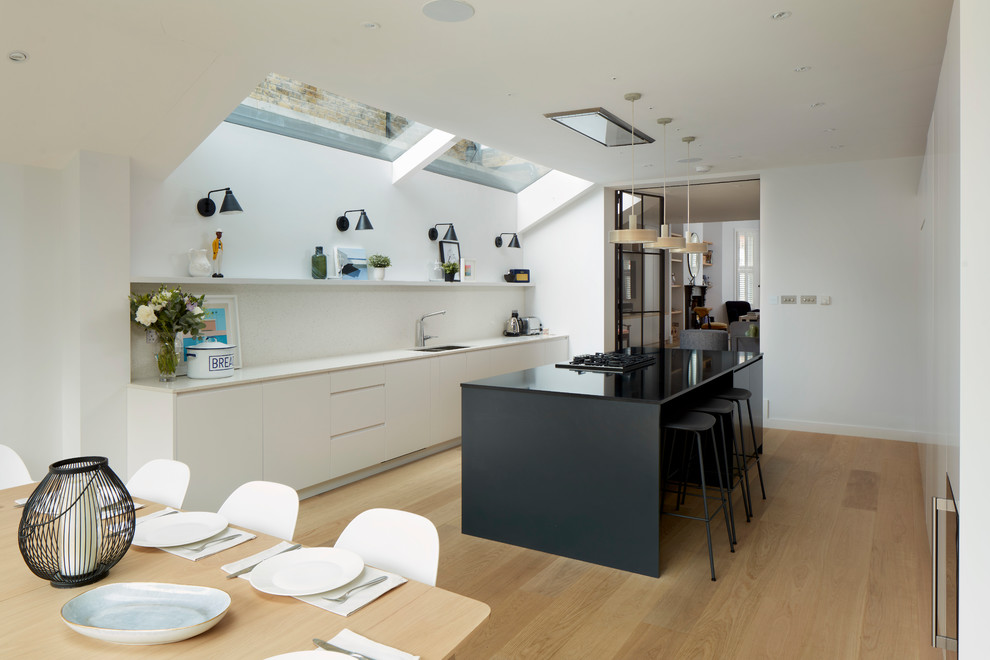 Photo of a transitional home design in London.