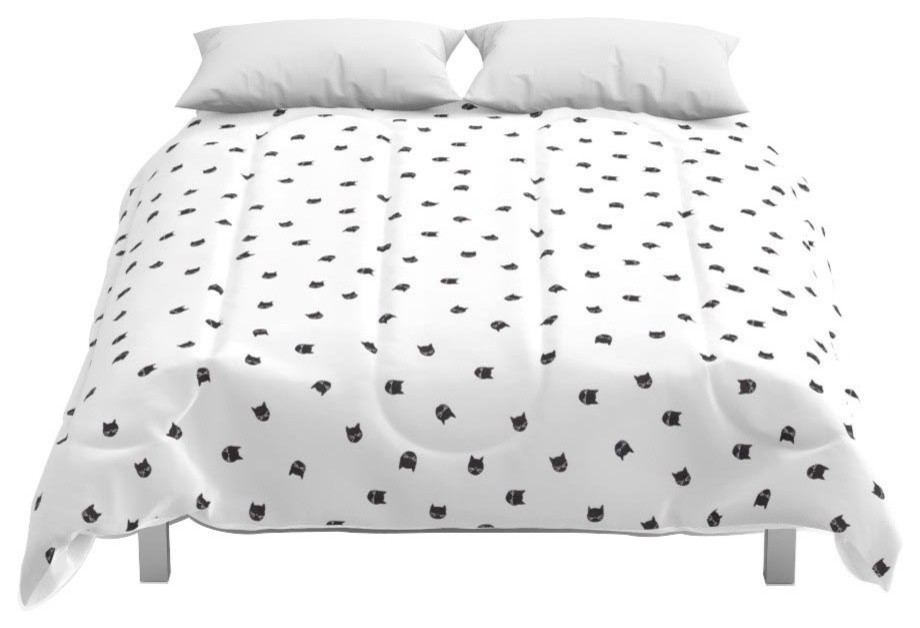 Society6 Black Cats Polka Dot Comforter Contemporary