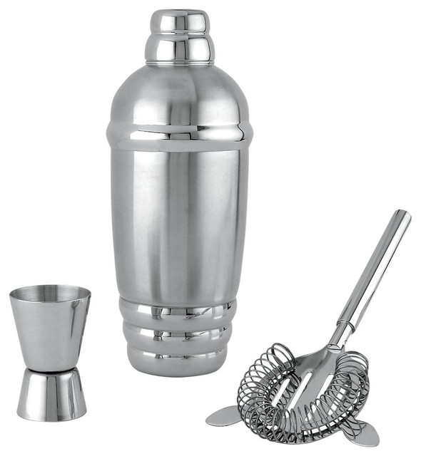 Tuscany Clas Metal Shaker With Strnr & Jig Cocktail Shakers And Bar