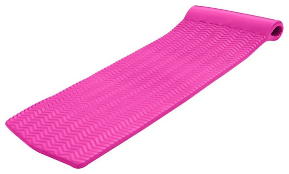 74" Pink Floating Foam Swimming Pool Mattress Lounger with Head Rest
