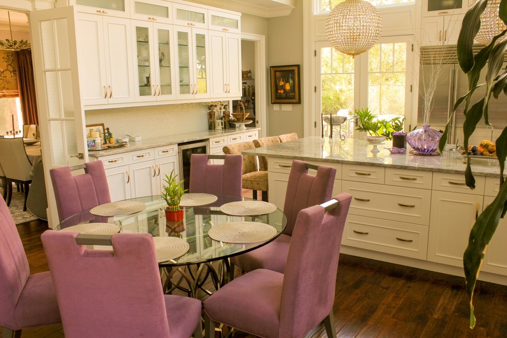 Example of a transitional kitchen design in New York