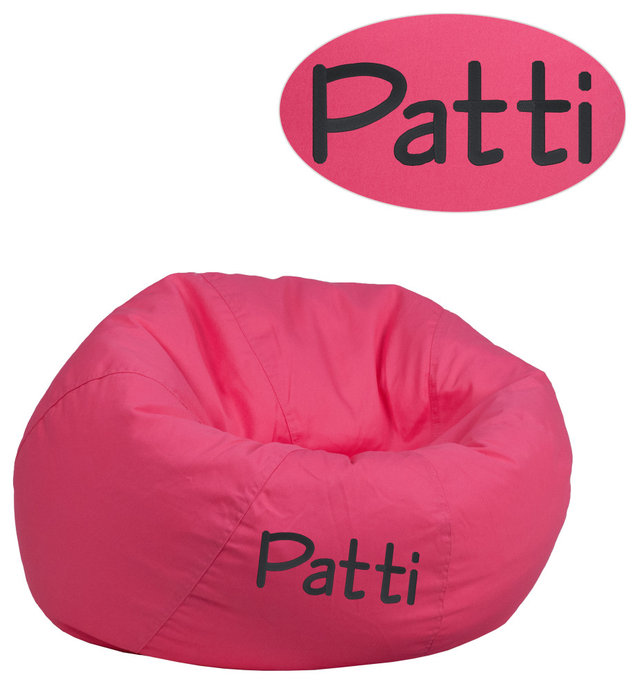 Personalized Small Solid Hot Pink Bean Bag Chair for Kids and Teens Contemporary Bean Bag