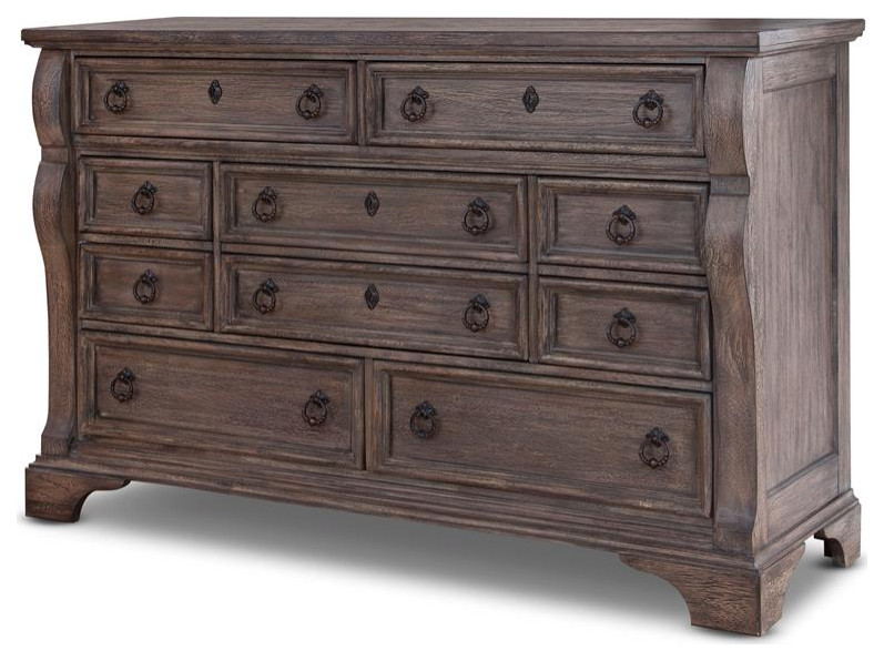 American Woodcrafters Heirloom Rustic Charcoal Wood 10-drawer Triple Dresser