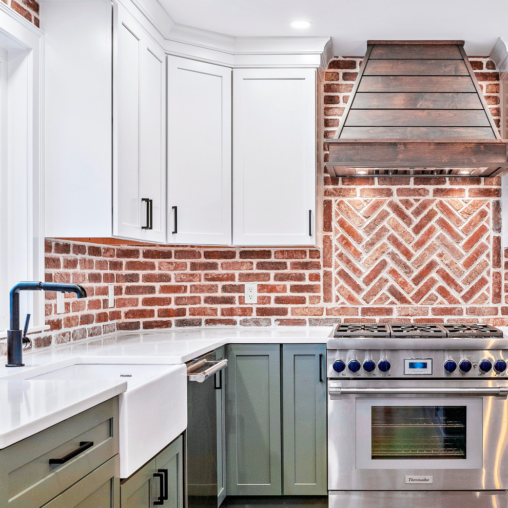 Example of a mountain style kitchen design in Boston