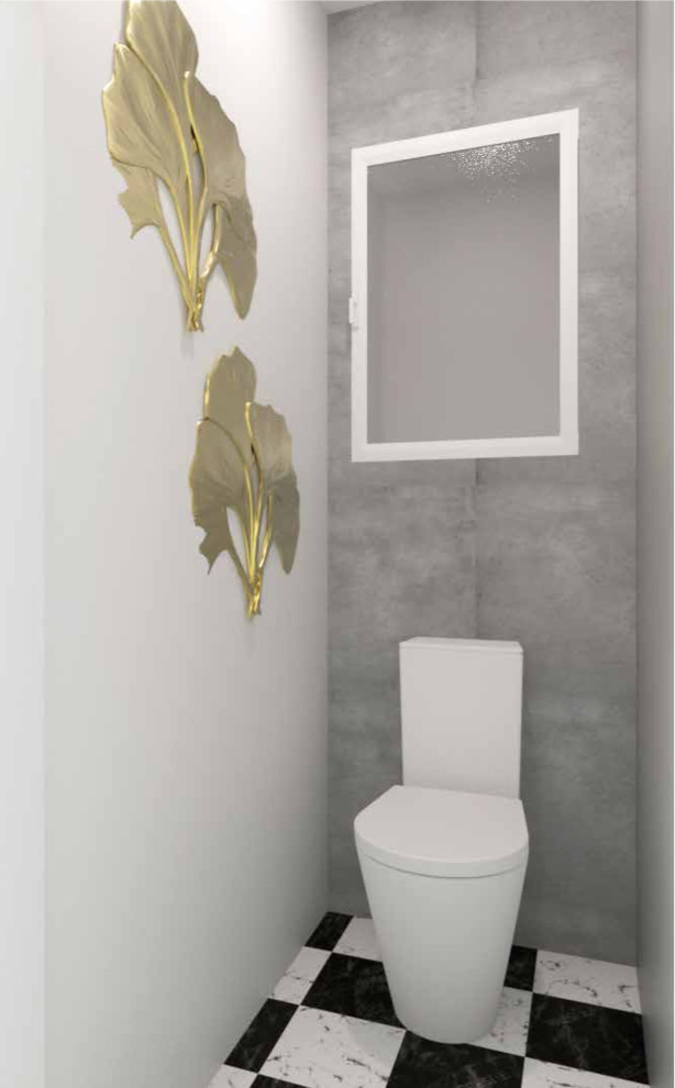 Design ideas for a midcentury powder room in Bordeaux.
