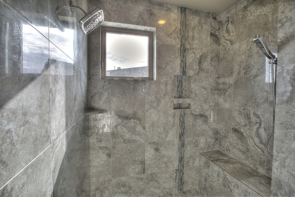 Example of a transitional bathroom design in Seattle