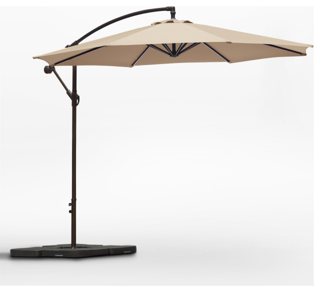 WestinTrends 10' Outdoor Patio Cantilever Hanging Umbrella Shade Cover w/ Base, Beige