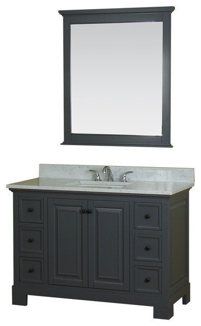 Richmond 48", Single Bathroom Vanity, Gray With Carrera Marble Top ...