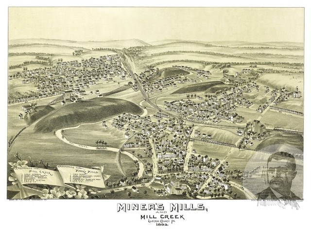Old Map of Miner's Mills Pennsylvania 1892, Vintage Map Art Print, 12"x18"
