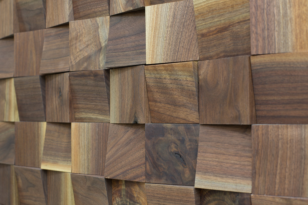 Мозаика 3D, массив черного ореха. Спил пикселей под углом