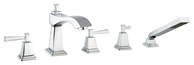 Plaza 5 Hole Roman Tub Set With Handheld Shower Traditional