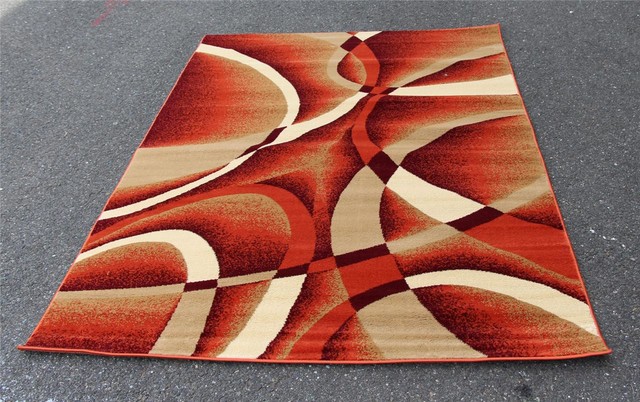 Luxe Weavers Abstract Modern Area Rug, Orange, 2'2"x7'6"