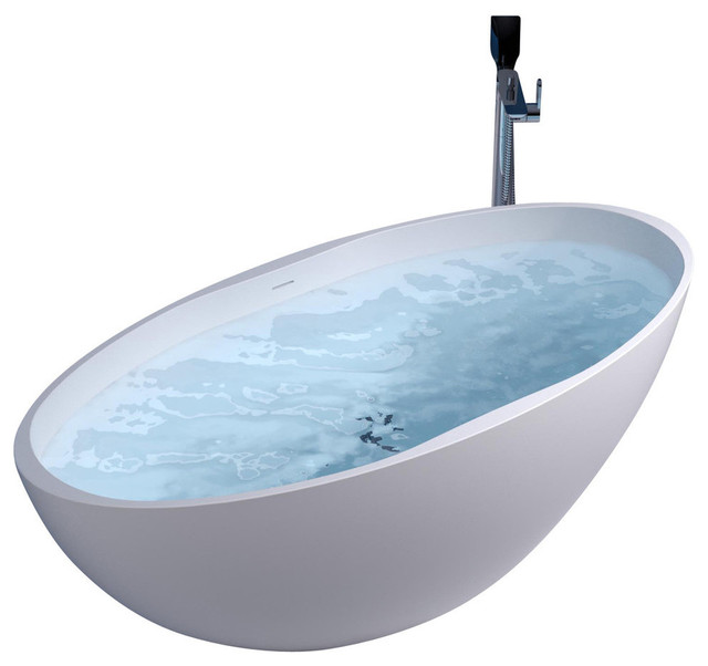 ADM Oval Freestanding Bathtub, Matte White, 66.1"