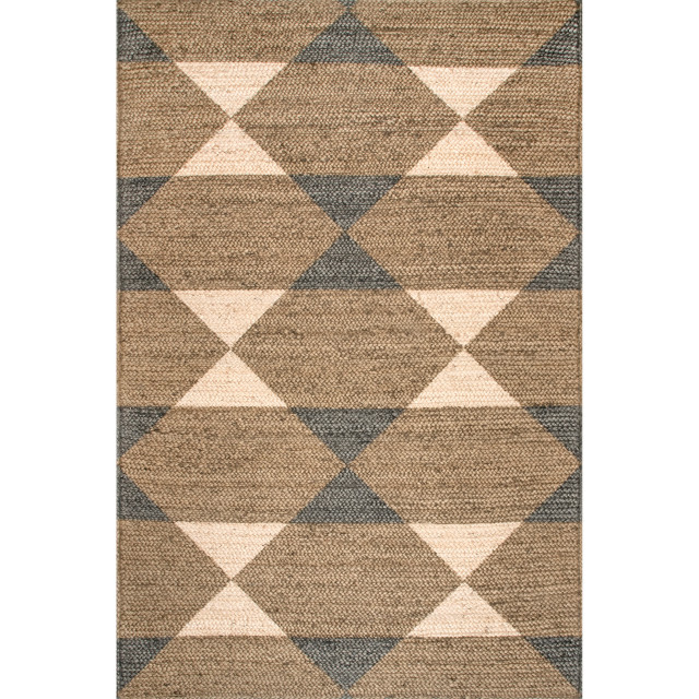 nuLOOM Braided Jute and Sisal Banded Diamond Area Rug Beach Style
