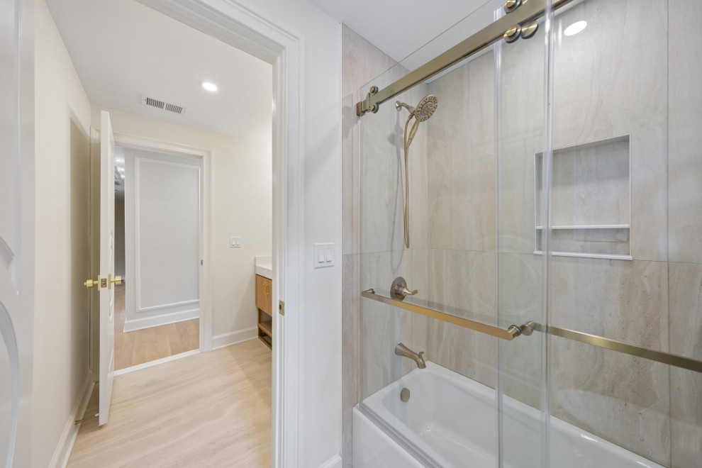 Tub-Shower with Brass Glass Doors in Teaneck, NJ