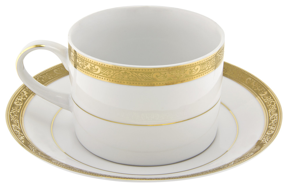 Paradise Can Cup and Saucer, Set of 6, Gold