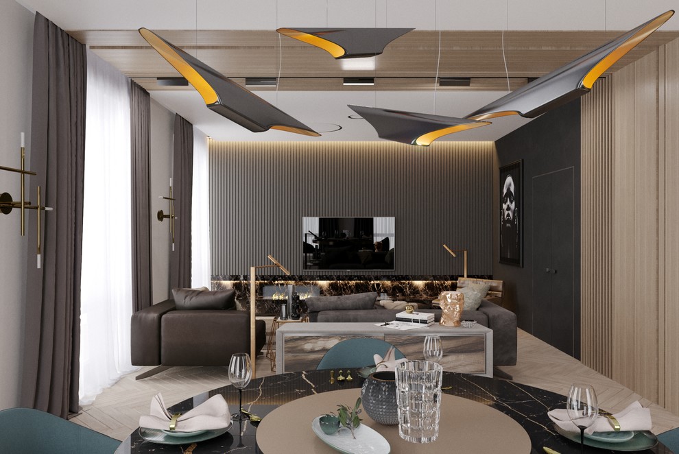 Эскиз кухни-гостиной в квартире в Москве