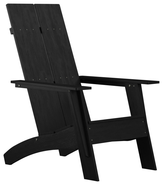 Indoor/Outdoor Poly Resin Wood Adirondack Chair Modern Dual Slat Back