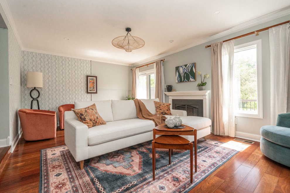 Boho Bachelor Daddy Pad - Bryn Mawr - A boho home perfect for the single father of two girls. It's filled with vibrancy, pops of pink in every room. You wouldn't guess that it was a bachelor pad! Wallpapers galore, mixed wood tones throughout, eclectic vibes.