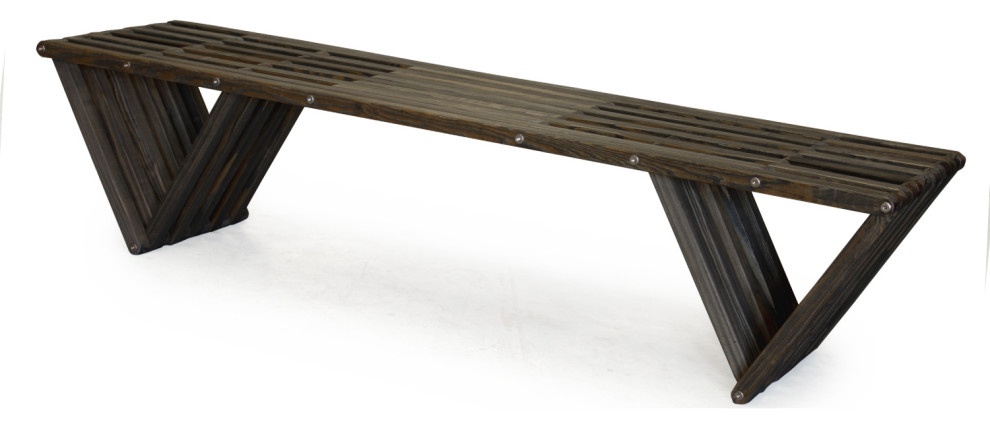 Bench Wood Backless Modern Design 72" x W 18" x H 17", Wild Black
