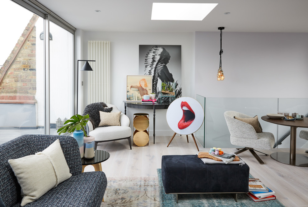 This is an example of an eclectic living room in London.