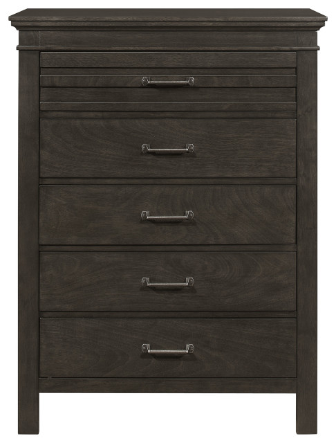 Benzara BM219029 5 Drawer Wooden Chest With Vertical Accents and Bar ...