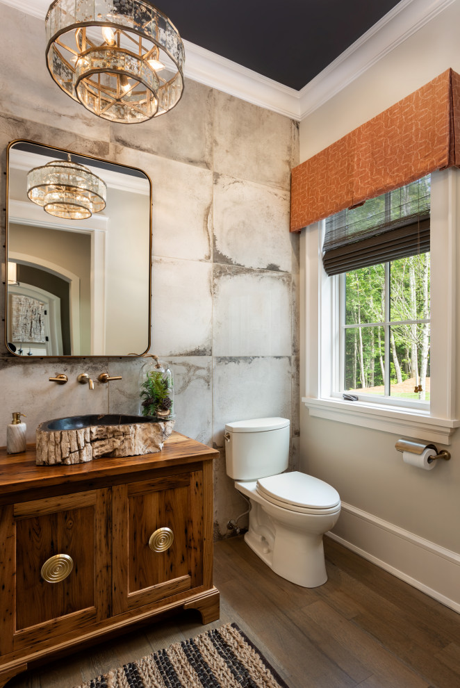 Inspiration for a rustic powder room remodel in Other