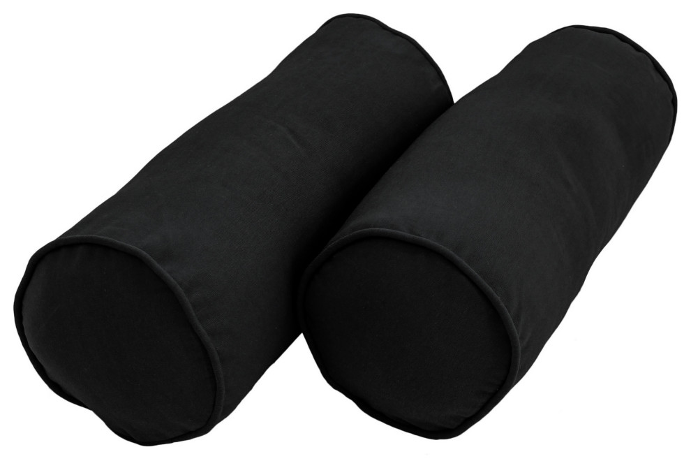 20"X8" DoubleCorded Solid Twill Bolster Pillows With Inserts, Set of 2