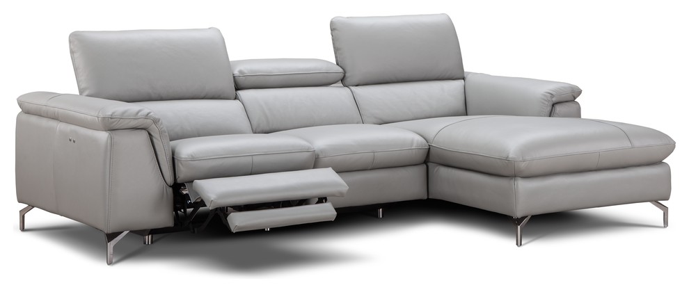 Serena Italian Leather Sectional Sofa, Modern Sectional Recliner Leather Sofa