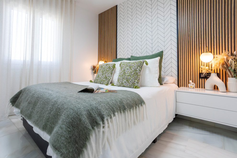 Dormitorio sereno con acento verde salvia