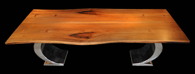 CLARK Functional Art Book-matched Walnut Slab Table with OC Pedestal Base trendy-spisestue