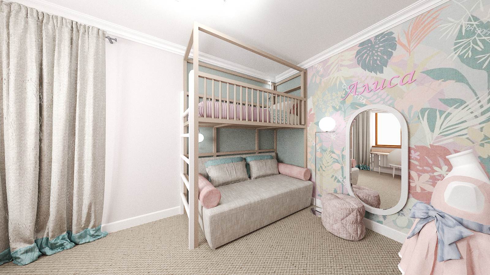 Детская для девочки в гостевой комнате