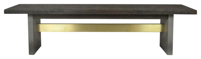 Benzara BM279472 Modern Dining Bench, Wood Seat, Concrete Base, Gray ...