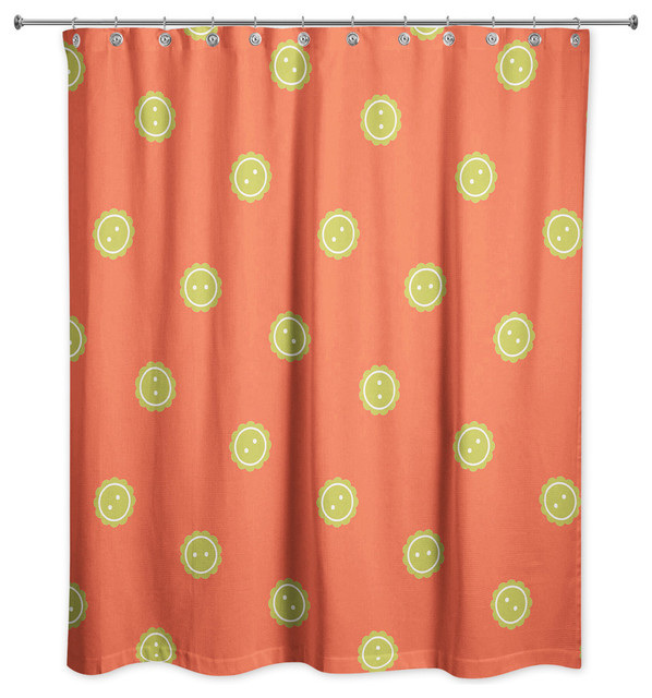 Orange Button Pattern Shower Curtain Contemporary Shower Curtains