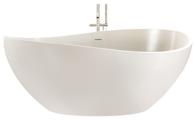 Eviva Cloud 63" Solid Surface Freestanding Bathtub, Matte White