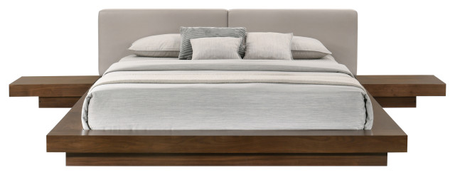 Modrest Tokyo Contemporary Walnut And Gray Platform Bed Transitional Bedroom Furniture Sets By Vig Furniture Inc Houzz