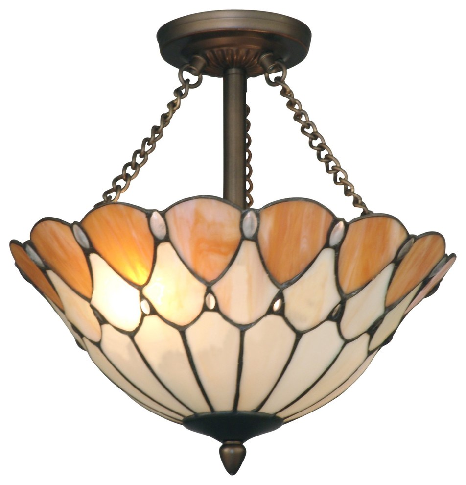 Dale Tiffany TH11202 Scalloped Jeweled Traditional Semi Flush Mount Ceiling Ligh