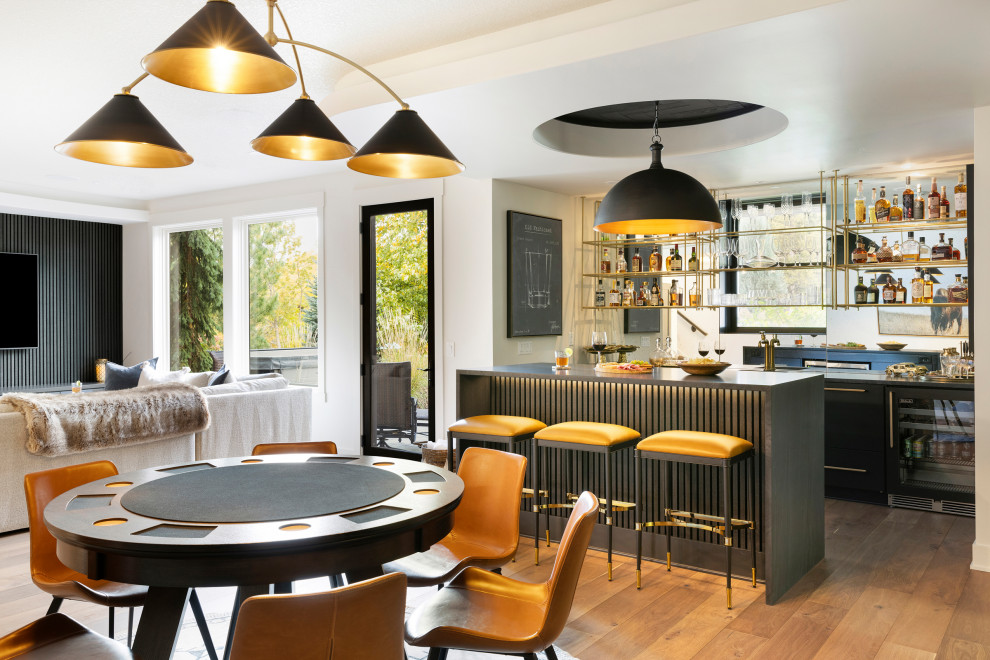Inspiration for a rustic basement remodel in Minneapolis